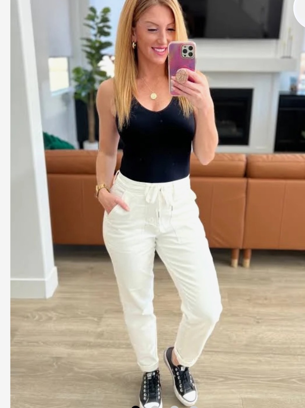 Judy Blue White High Rise Cuffed Jogger Jean. 16W